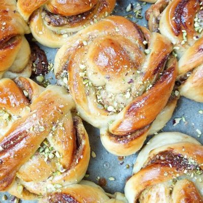 White Chocolate & Pistachio Babka Rolls