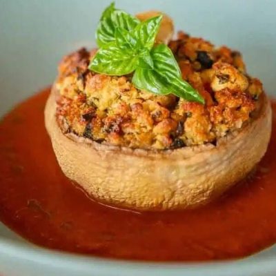 Baked Stuffed Mushrooms with Sugo Sauce