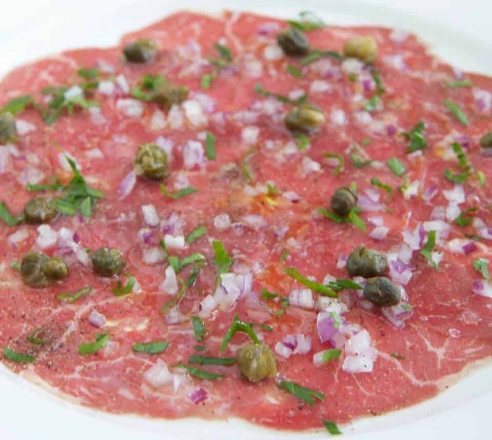 Beef Carpaccio with Capers, Parsley and Truffle Oil