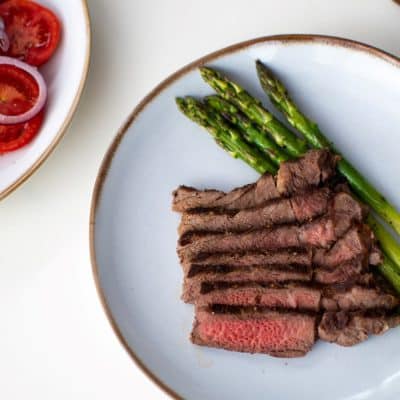 Beef Tenderloin with Asparagus and Tomato Salad