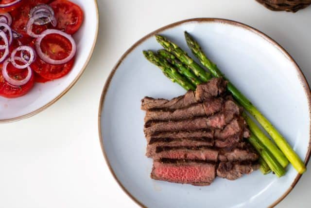 Beef Tenderloin with Asparagus and Tomato Salad