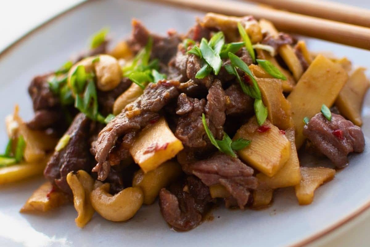 Asian Stir-Fried Beef with Bamboo Shots & Cashew