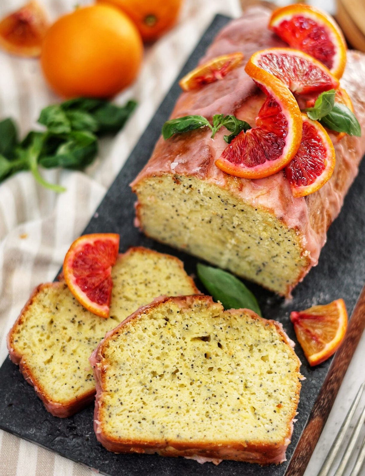 Glazed Blood Orange & Poppy Seed Loaf Cake