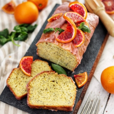 Blood Oranges & Poppy Seed Glazed Cake