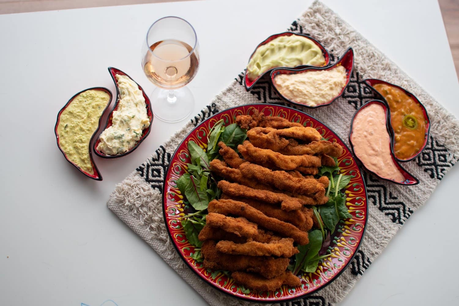 Chicken Fingers with Five Dips