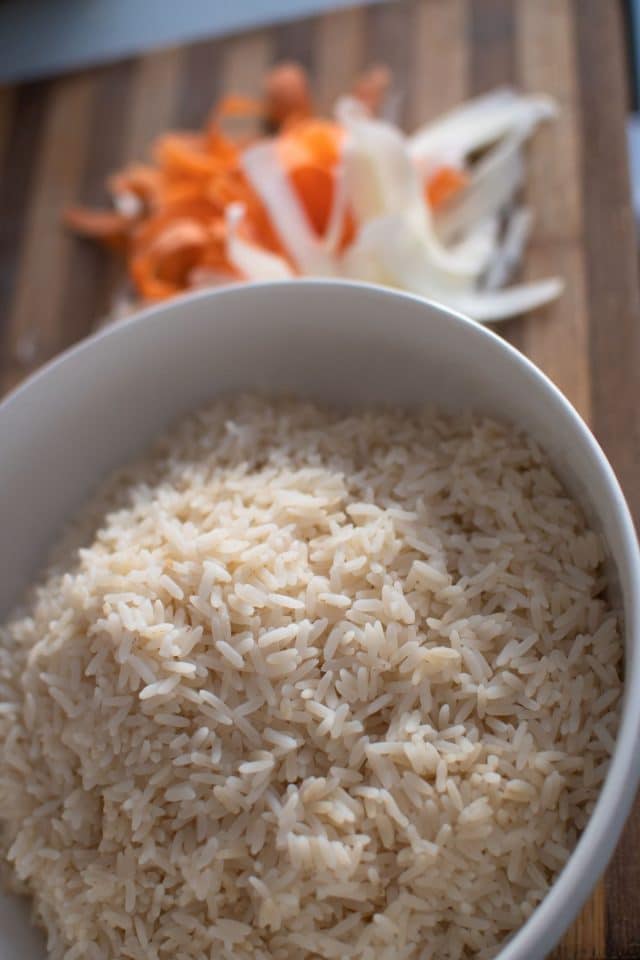 Preparing the Vegetables and Rice