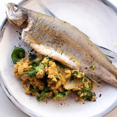 Fish with Lentils and Spinach