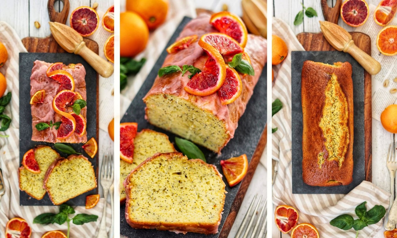 Glazed Blood Orange and Poppy Seed Cake