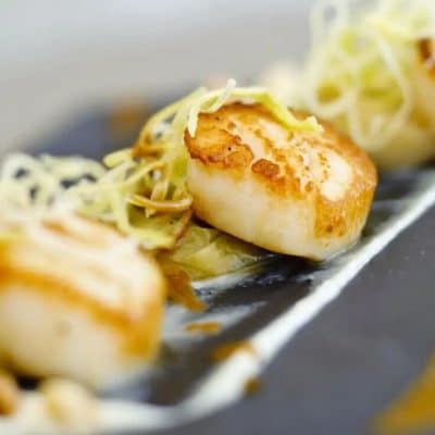 Grilled Scallops w/ Jerusalem Artichoke & Apple Balsamic