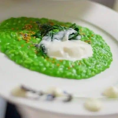 Nettle & Green Herb Risotto with Goat Cheese