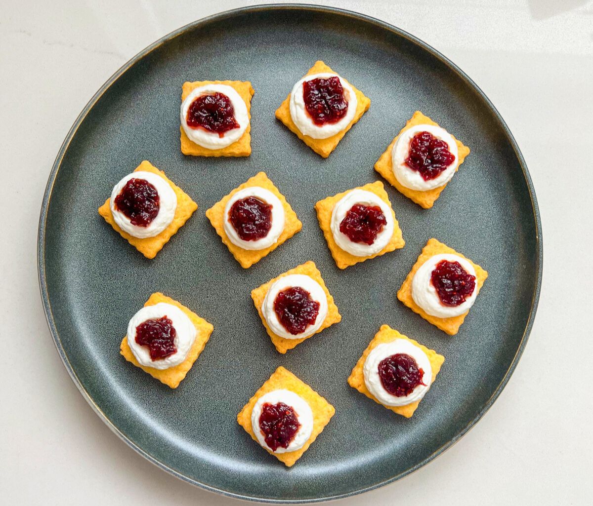 Parmesan Thyme Shortbread with Feta Spread and Cranberry Sauce