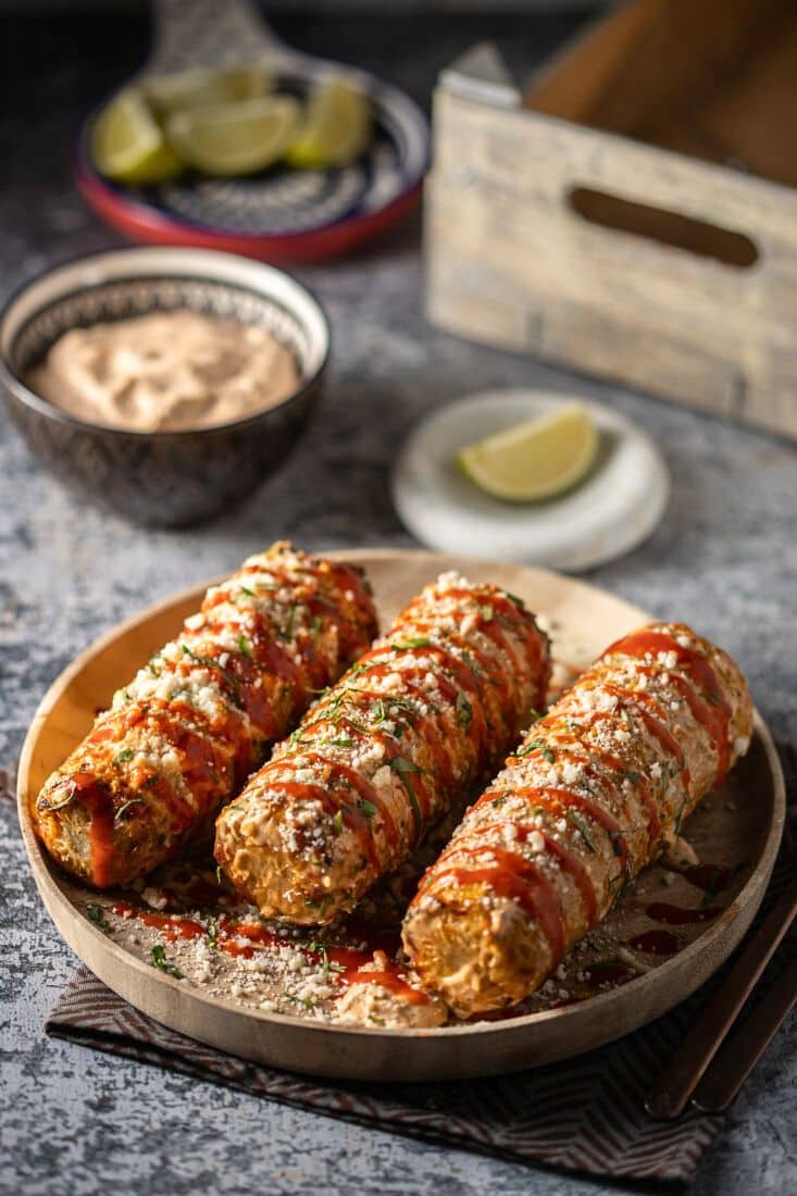 Air Fryer Parmesan & Garlic Mayo Corn on the Cob