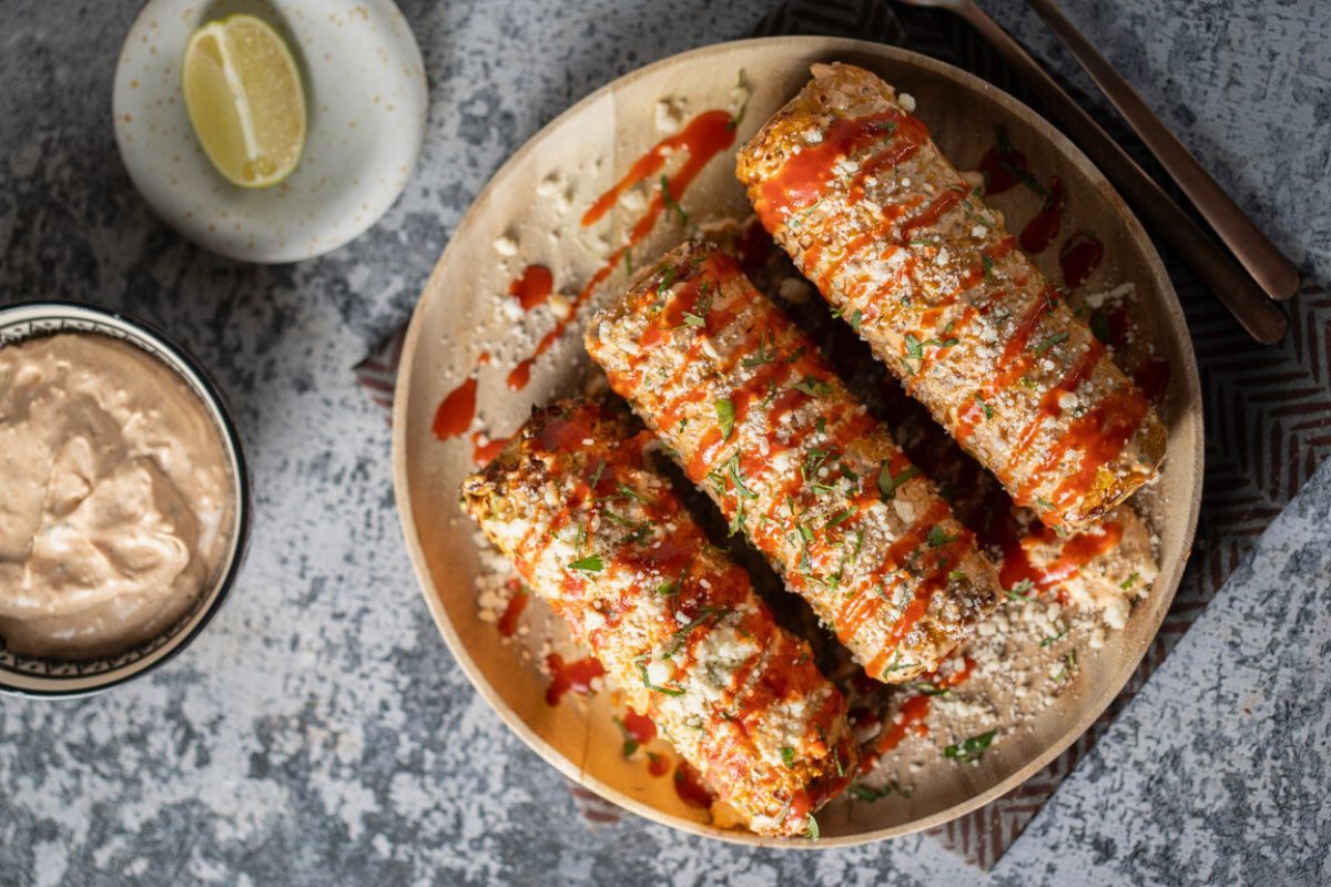 Air Fryer Parmesan & Garlic Mayo Corn on the Cob