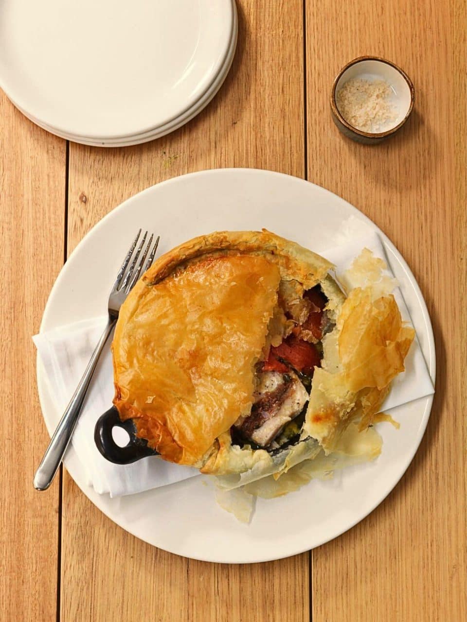 Snapper Pie with Slow Braised Green Beans, Fennel  & Kataifi