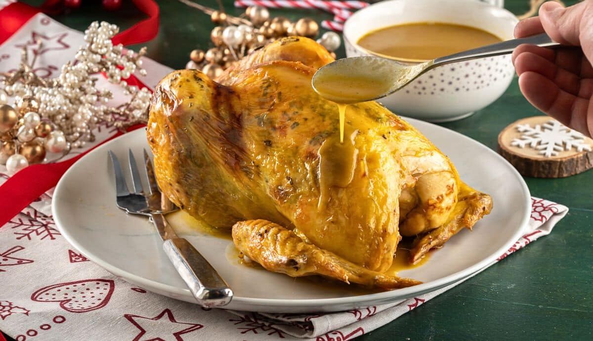 Mediterranean-Style Whole Stuffed Chicken