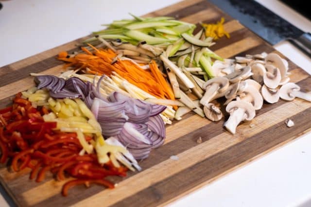 Wok-fried Vegetables with Shrimp and Rice Noodles